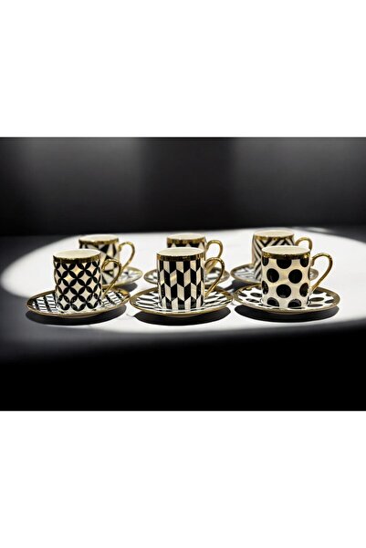 Kosova Kareli Kahve Fincan Takım 6 Kişilik 12 Parça