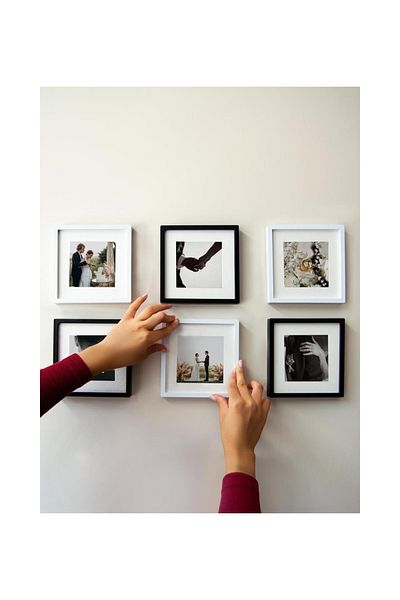 LİFE GLOBAL White & Black 14X14Cm Pola Square Photo Frame with Adhesive Detach-Tap Mat - Pack of 6