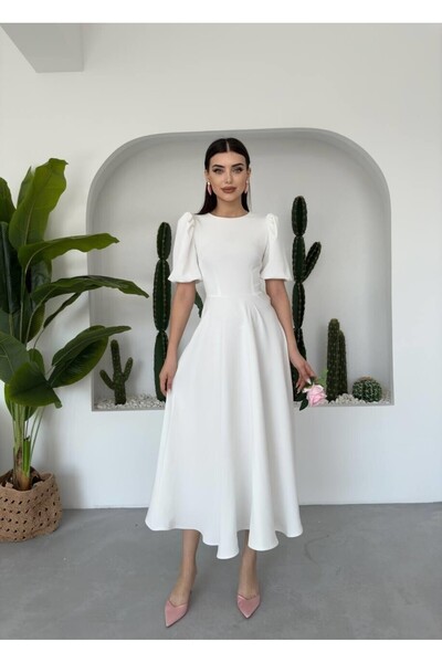 Julidress فستان بطول متوسط بأكمام بطيخ