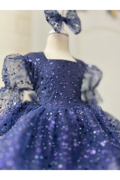 Nissa Navy Blue Stone Girl's Dress