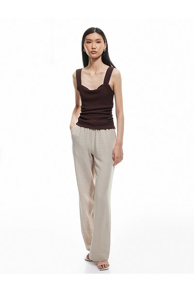 Koton New Season Waist Tie Elastic Pocket Wide Leg Trousers