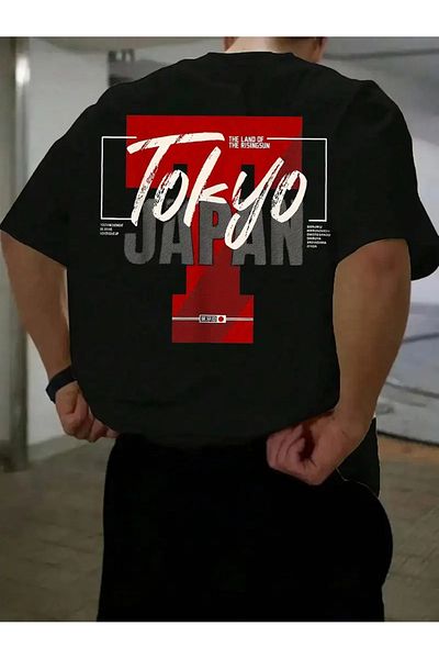 ACTIVE MODA Active Moda- Men's Tokyo Printed Short Sleeve Large Size Tshirt Cotton Fabric Oversize