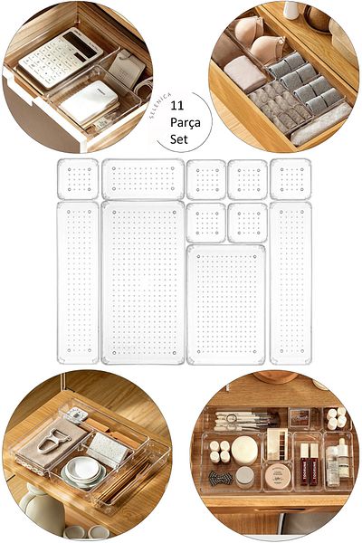 Selenica 11 Piece Modular Drawer Organizer Set |   Bathroom, Makeup, Jewelry and Office Organizer