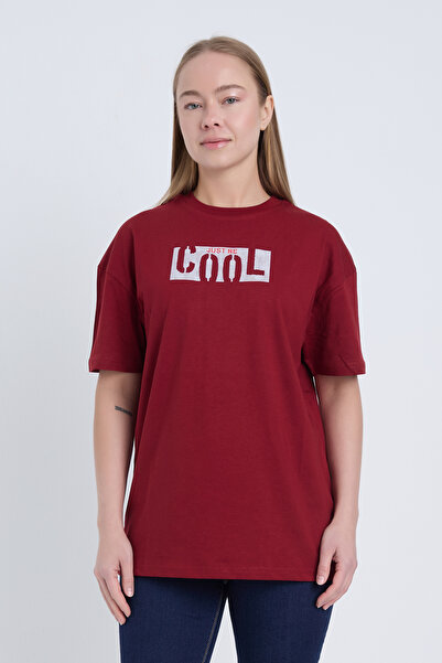 Velvoria Μπλουζάκι Unisex oversized Claret Red Cool T-Shirt