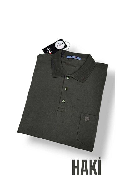Ünal Giyim Tricou pentru tată cu guler de buzunar din bumbac mărime mare 3xl, 4xl, 5xl, 6xl
