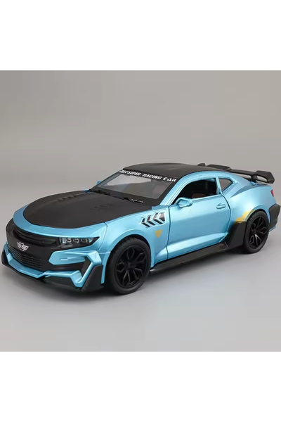 TUENGİ STORE Oyuncak Işıklı Sesli Tüm Kapıları Açılır 1:24 Chevrolet Camaro Metal Model Araba Büyük Boy