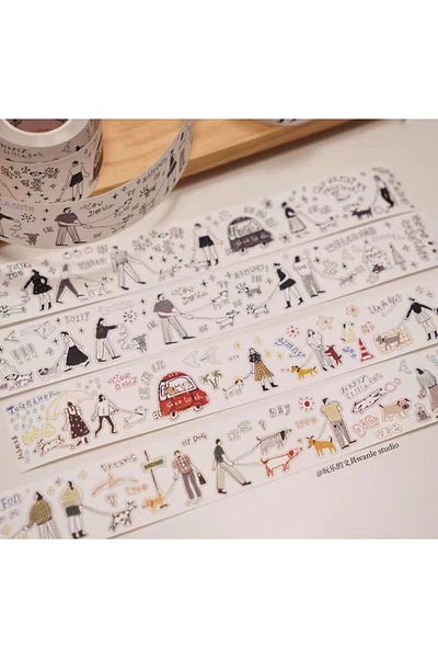 İthal K18-100Cm Self-Cut Dog Walking Washi Tape