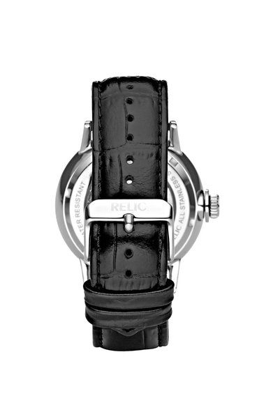 Relic by Fossil Men's Leather Automatic Skeleton Watch