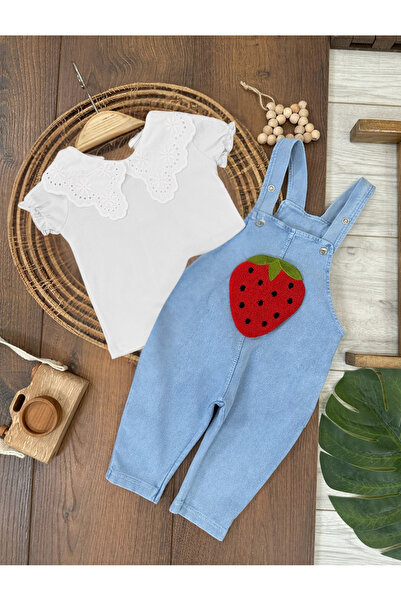 Baby Buu Çilekli Salopet 2'li şık takım