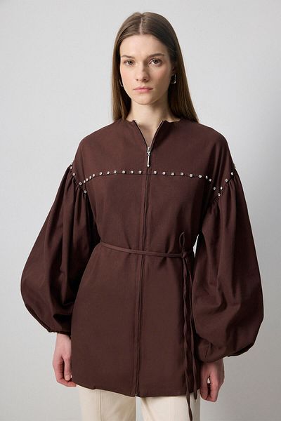 Touché Privé JACHETĂ OVERSIZE BRODATĂ CU PIATRĂ