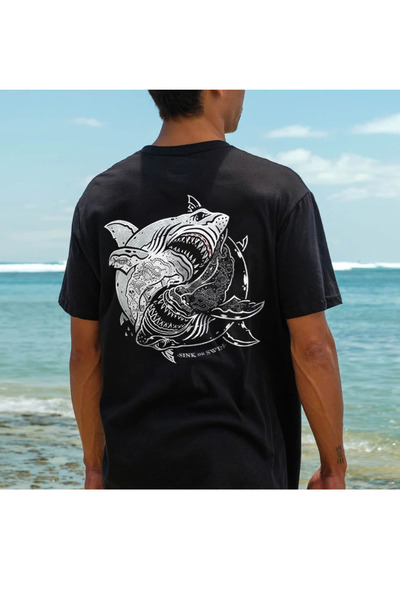 Wish BF Tricou oversize cu imprimeu Sink or Swim Sharks