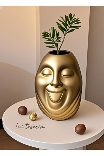 Lui Tasarım Gold Bohemian Style Face Design Ceramic Trend Nordic 23 cm Large ...