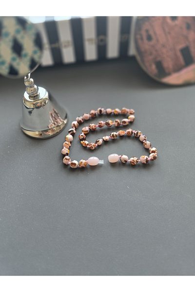 Kotryna Pink Amber Children's Necklace - Babypink