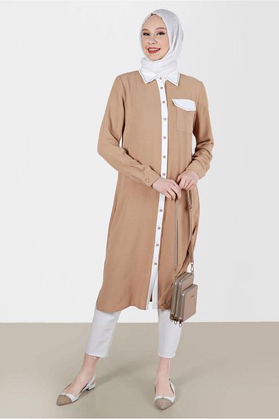 Alvina BOYDAN BUTTONED TWO COLOR TUNIC 41727