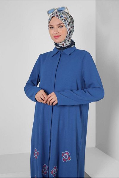 Alvina FLOWER PATTERNED SHIRT COLLAR LONG TUNIC 43790