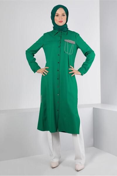 Alvina تونيك بأزرار وتفاصيل بنقش مربعات 43258