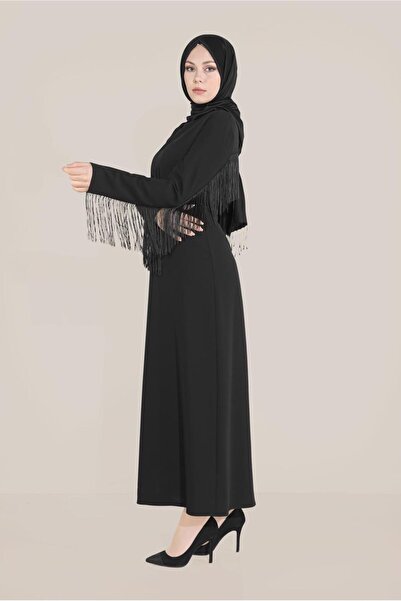 Alvina KOLLARI VE SIRTI PÜSKÜLLÜ KEMERLİ ELBİSE 40626