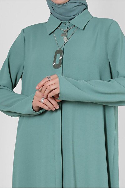 Alvina FLOWER PATTERNED SHIRT COLLAR LONG TUNIC 43790