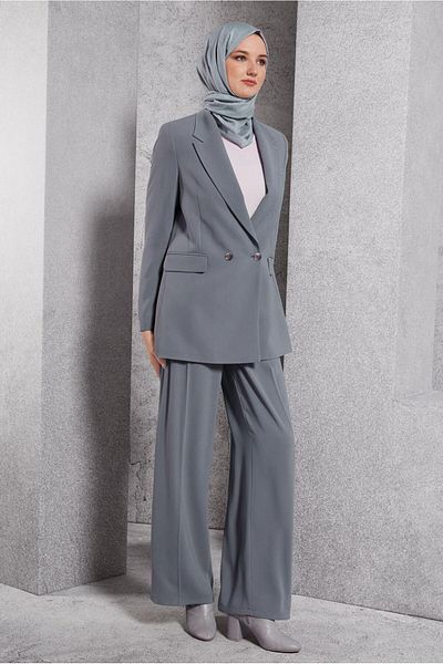 Alvina 30504 Model Double-Breasted Collar and Trousers Set