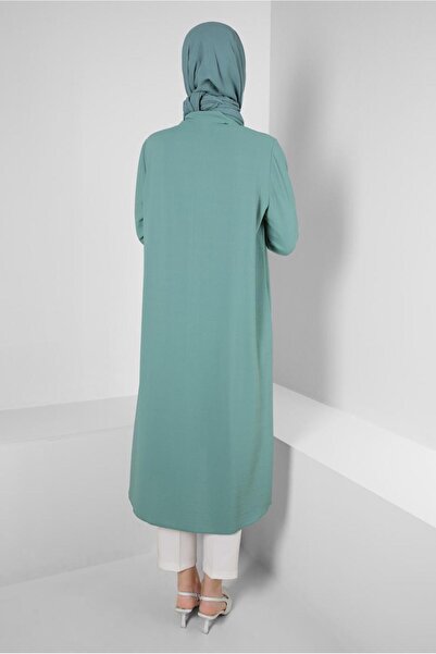 Alvina FLOWER PATTERNED SHIRT COLLAR LONG TUNIC 43790