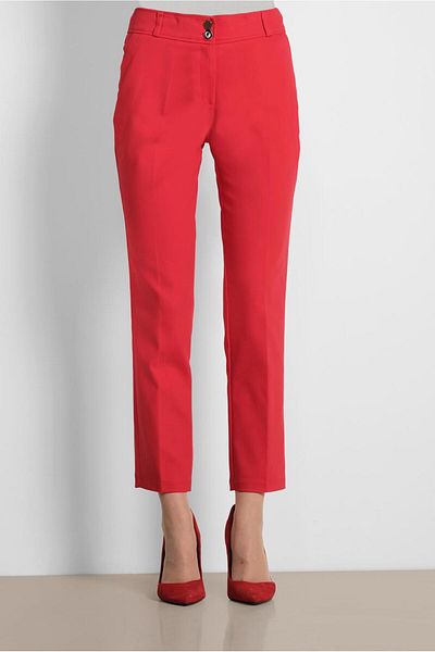 TRENDTESETTÜR Women's Red Classic Cut Trousers 7554