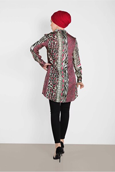 Alvina 4491 Model Leopard Patterned Satin Tunic