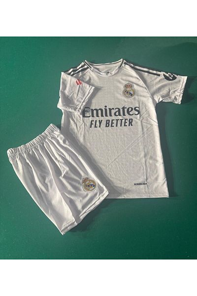 FAMİLYSTAN Real Madri'd White 2024/25 Νέα σεζόν Mbabpe Soccer Kids Jersey Σετ 2 τεμαχίων