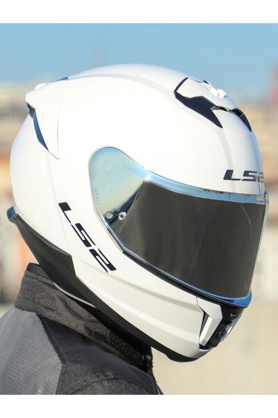 LS2 Stream 2 Beyaz Kapalı Motosiklet Kaskı Gri Camlı