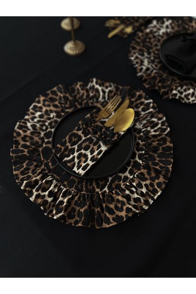 KaiHome Θήκη Leopard Frilly 3 θέσεων για πιρούνι-κουτάλι-μαχαίρι 2 τεμαχίων