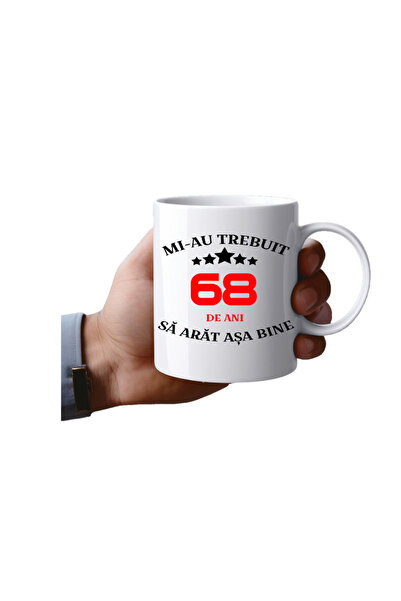 OEM Cana albă personalizată, Mi-a luat 68 de ani să arăt așa, INOVATIX®. 330 ml