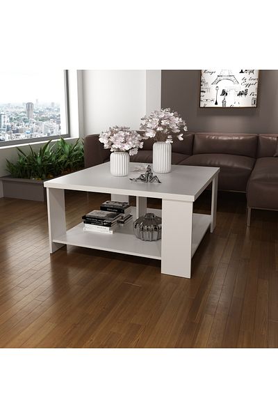 ARTLY Center coffee table for living rooms and homes, white color, 90*90*45.5