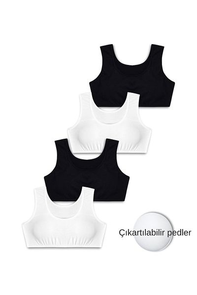 GizaKids 95% Cotton Girls' Combed Cotton Thick Strap Training Bra Set of 4
