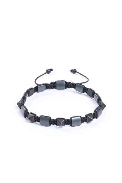 Sırlı Taş Hematite Bracelet - Elvin Black Bracelet - Design Bracelet Pyramid ...