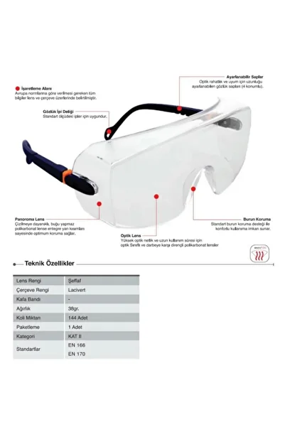 Kardelen İş Elbiseleri Starline G-039A-C Transparent Glass Antifog Glasses |   Anti-Fog Protection