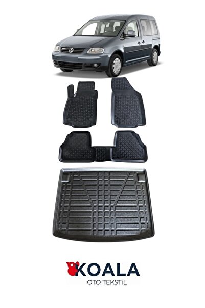 KoalaOtoTekstil Volkswagen Caddy (2004-2010) Koala 3d Havuzlu Paspas Ve Bagaj...