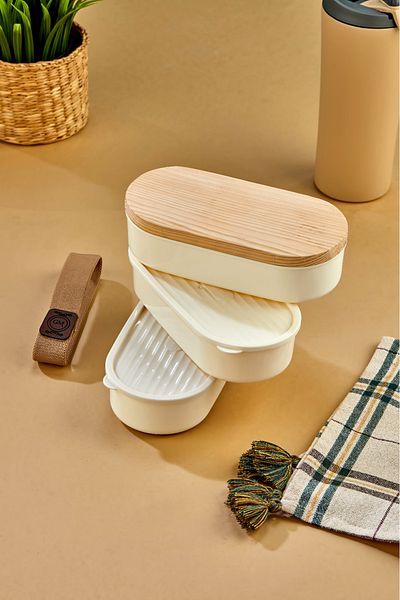 Dem Home 3-Piece Wooden Lid Storage Container 500 ml / Kayak Nutrition Container - Daily Meal Storage