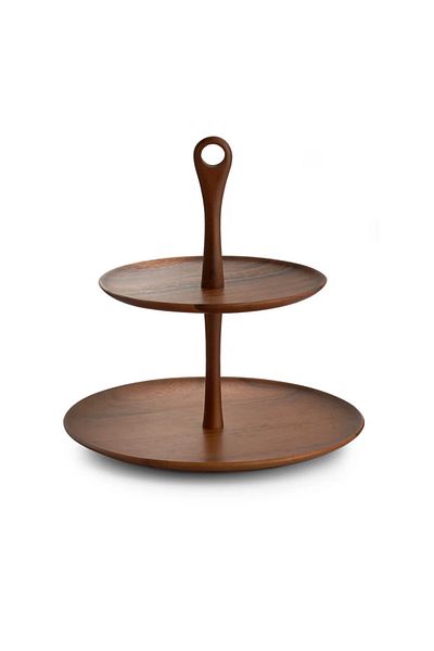 Billi Two-tier Serving Platter, Made Of Natural Thai Wood, Capacity. 32cm / 34cm