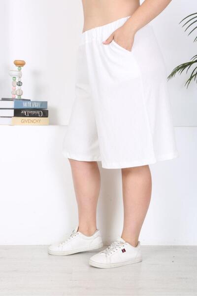 EMEZ Λευκό υφασμάτινο σορτς casual