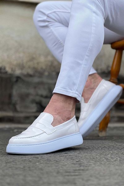 Wagoon WG161 Λευκά λουστρίνια ανδρικά παπούτσια casual