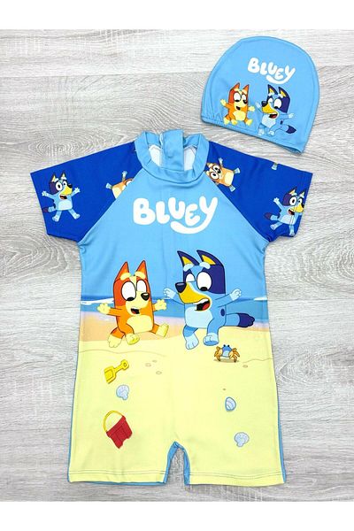 mikam Boy's Uv Protection Short-Sleeved Shorts Swimsuit Zipper Jumpsuit Beachwear