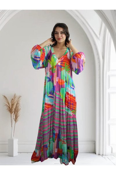 Miss Boheme Pembe Gökkuşağı Elbise