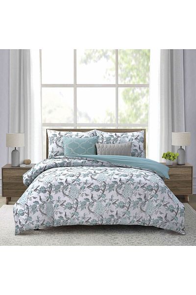 Orange Bed & Bath Floral Peacock | 100% cotton duvet set double 8 pieces