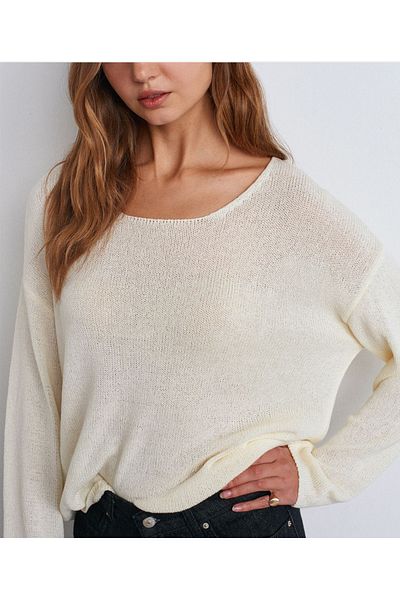 CemBebe Pulover de damă cu guler oval tricotaj casual