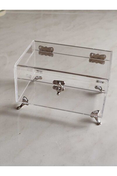 DivaTasarim Pleksi Kutu Küçük Boy - Sandık - Hediye Kutusu (GÜMÜŞ) 15x10x11 Cm