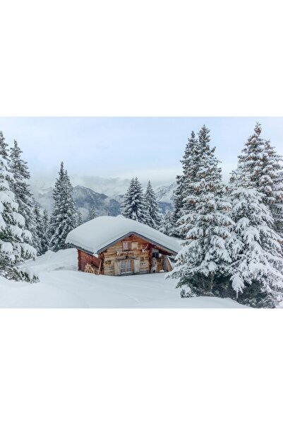 Zumzeria Tablou Canvas Frumoasă Căsuță În Iarna Cu Peisaj De Basm, 80x50cm