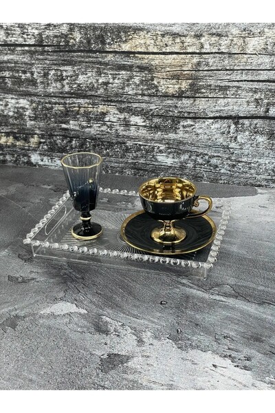 Online Kapında Dikdörtgen Boncuklu Mika Sunum Tepsisi, Kahve Sunum Tepsisi, Boncuk Tepsi 3 Adet