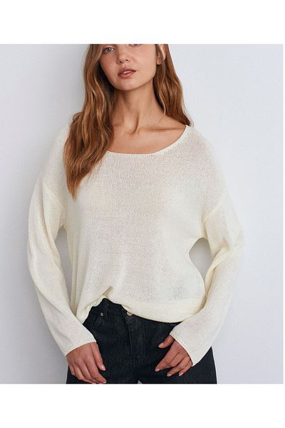 CemBebe Pulover de damă cu guler oval tricotaj casual