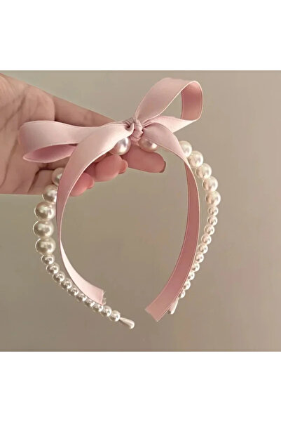 Fiyonks Atölye Coroană cu perle cu fundă, coroană cu perle pentru femei, acce...