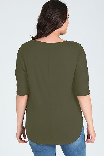 Curvy Trend Μπλούζα με μισό μανίκι με σχίσιμο στο πλάι