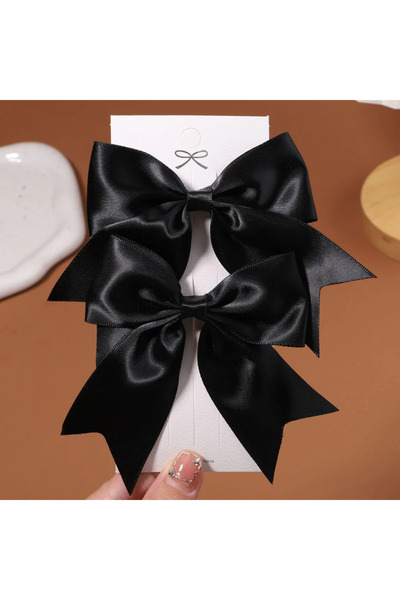 Fiyonks Atölye Cataramă cu fundă din satin 2 bucăți, cataramă pentru femei, c...